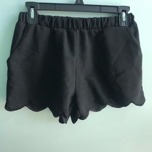 Black Scalloped Shorts